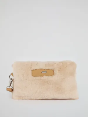 Beige Wool Skin Pouch