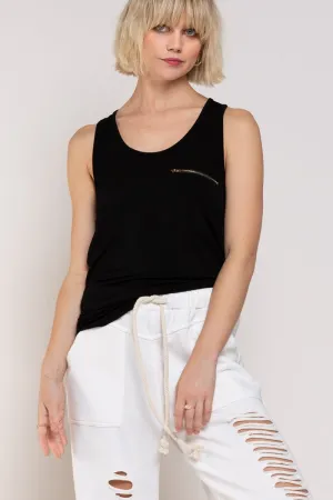 Black Back Zipper POL Tank Top 3/6/24 8133
