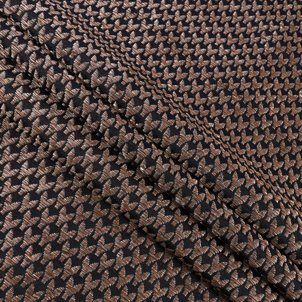 Black Color Handwoven Brocade Silk Fabric