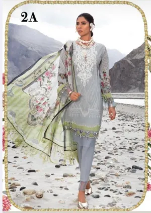 Blue-Grey Lawn Salwar Kameez-Suit - Maria B. M.Prints 2019