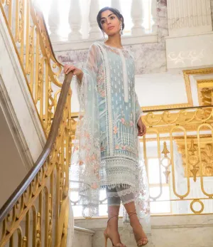 Blue Net Salwar Kameez-Suit - Sobia Nazir Lawn 2019