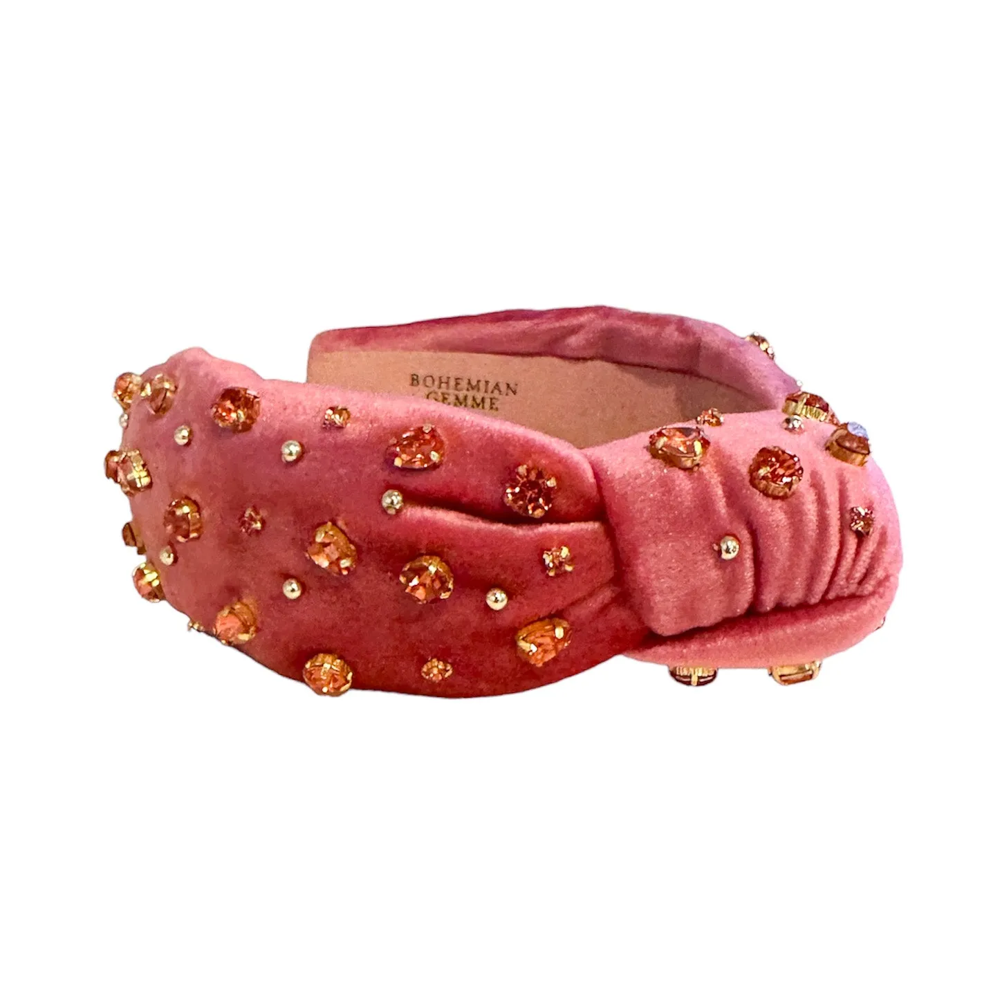 Blush Velvet Embellished Knotted Headband