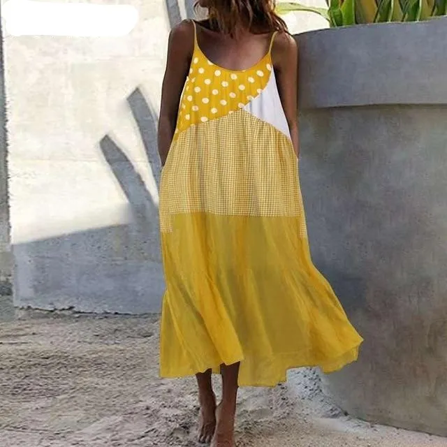 Bohemian Summer Sleeveless Maxi Long Beach Casual Loose Dress