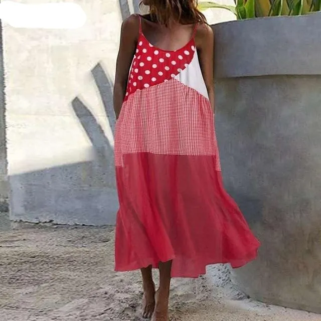 Bohemian Summer Sleeveless Maxi Long Beach Casual Loose Dress