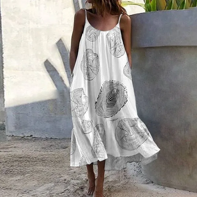Bohemian Summer Sleeveless Maxi Long Beach Casual Loose Dress