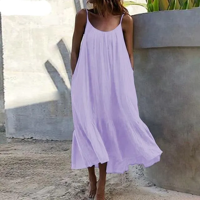Bohemian Summer Sleeveless Maxi Long Beach Casual Loose Dress