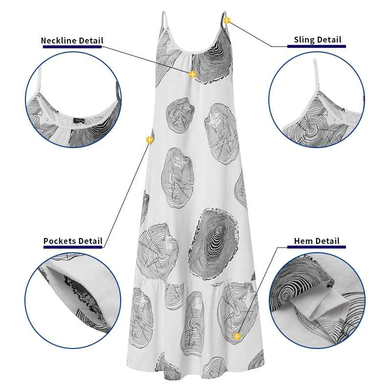 Bohemian Summer Sleeveless Maxi Long Beach Casual Loose Dress
