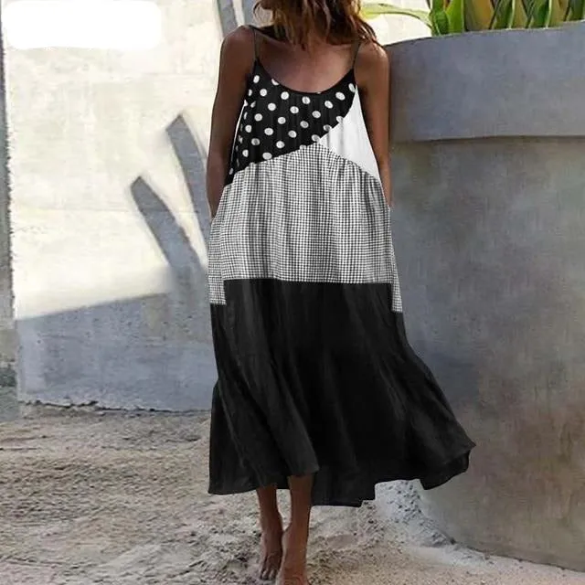 Bohemian Summer Sleeveless Maxi Long Beach Casual Loose Dress