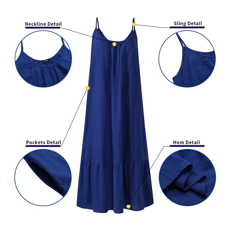 Bohemian Summer Sleeveless Maxi Long Beach Casual Loose Dress