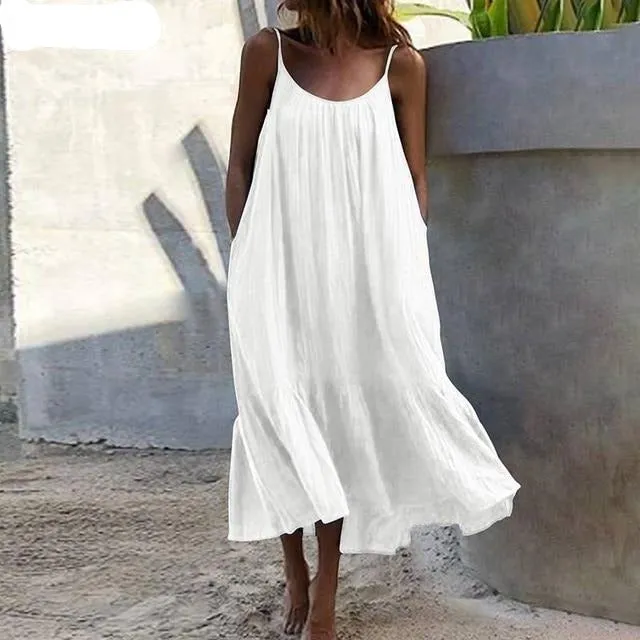 Bohemian Summer Sleeveless Maxi Long Beach Casual Loose Dress