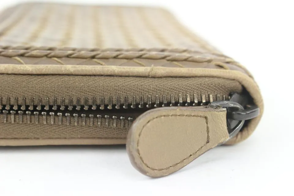 Bottega Veneta Beige Intrecciato Leather Continental Wallet Zip Around Zippy 861740