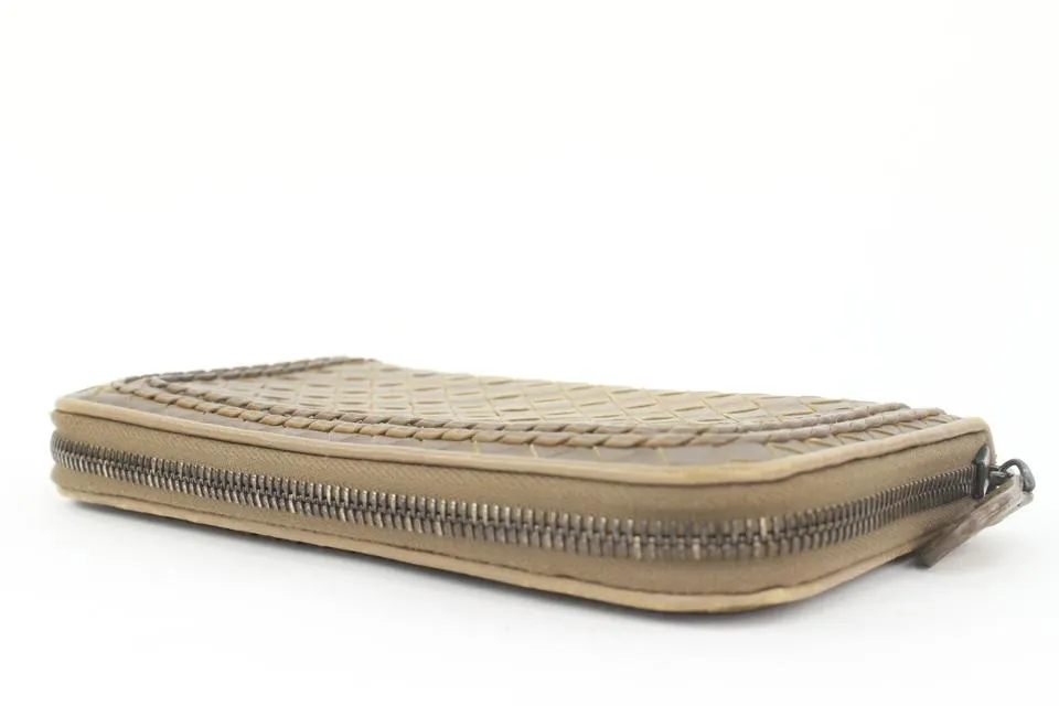 Bottega Veneta Beige Intrecciato Leather Continental Wallet Zip Around Zippy 861740