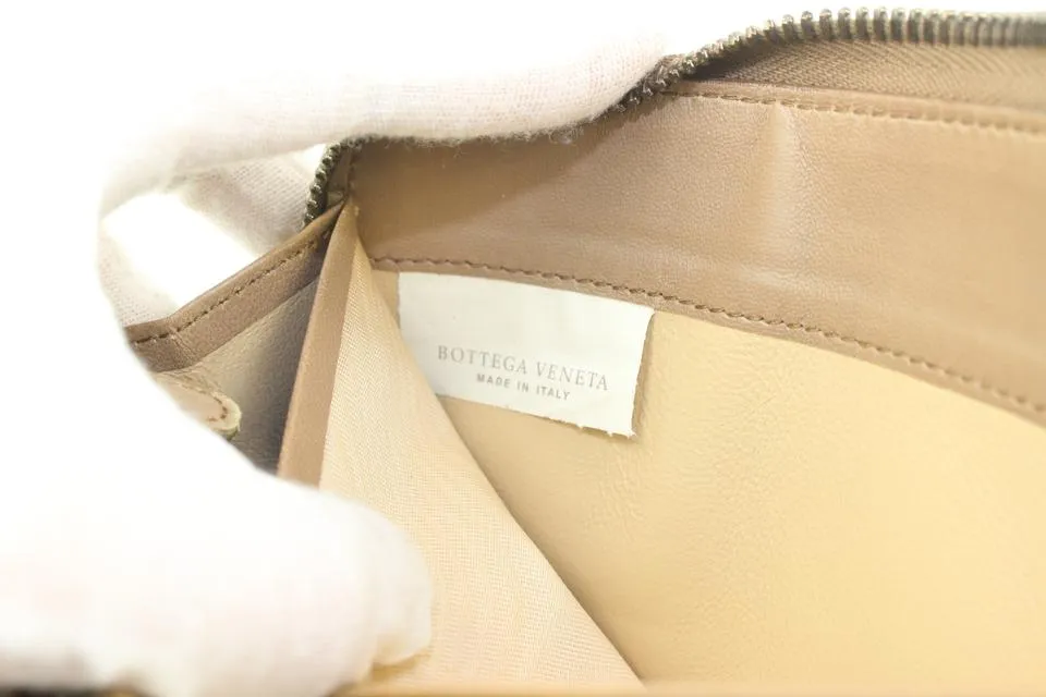 Bottega Veneta Beige Intrecciato Leather Continental Wallet Zip Around Zippy 861740