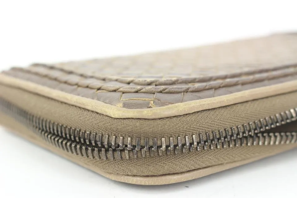 Bottega Veneta Beige Intrecciato Leather Continental Wallet Zip Around Zippy 861740