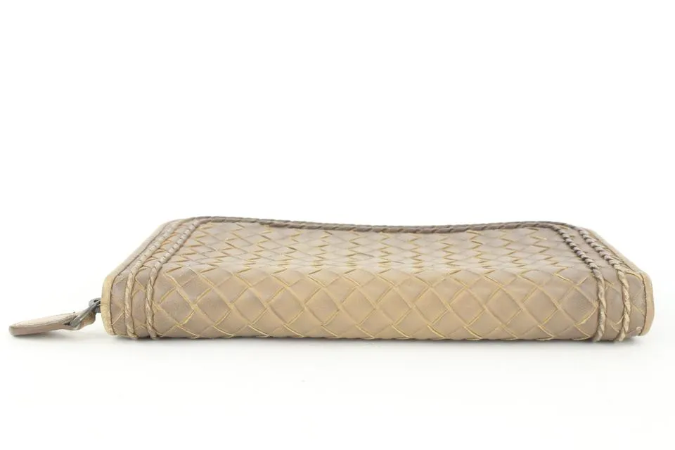 Bottega Veneta Beige Intrecciato Leather Continental Wallet Zip Around Zippy 861740