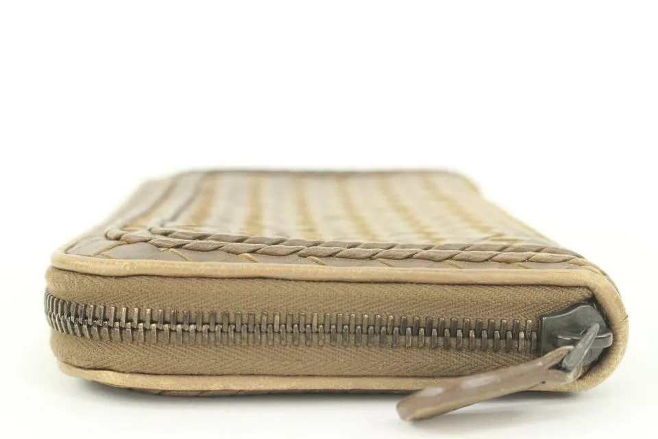 Bottega Veneta Beige Intrecciato Leather Continental Wallet Zip Around Zippy 861740