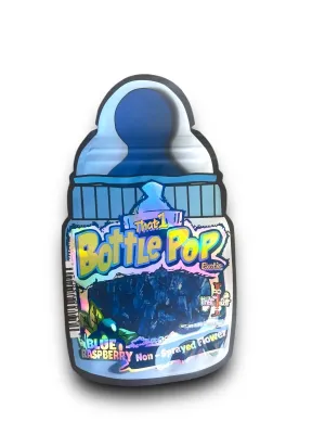 Bottle Pop Blue Raspberry Mylar Bag 3.5 Grams Die Cut