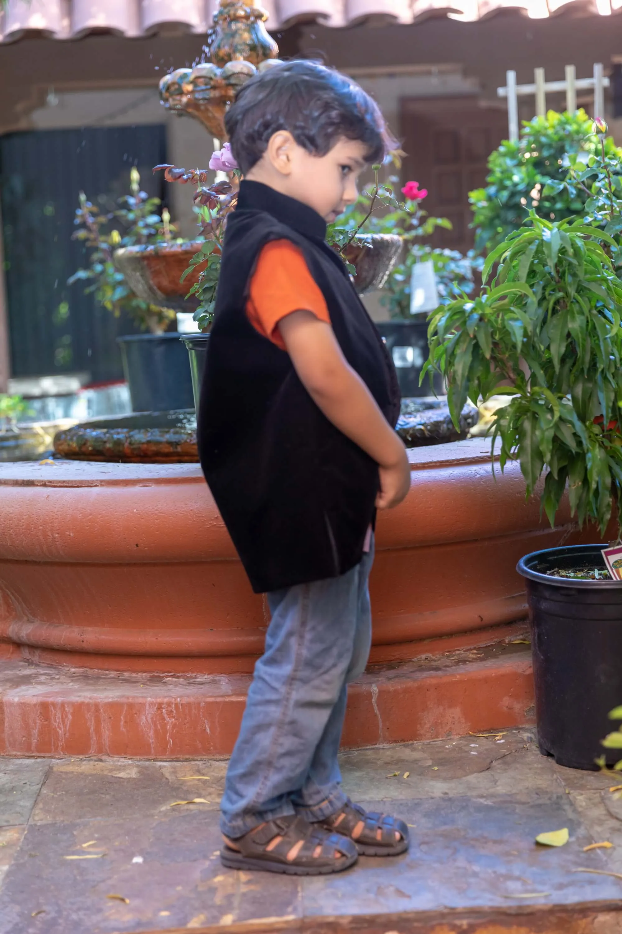Boys Black Corduroy Vest