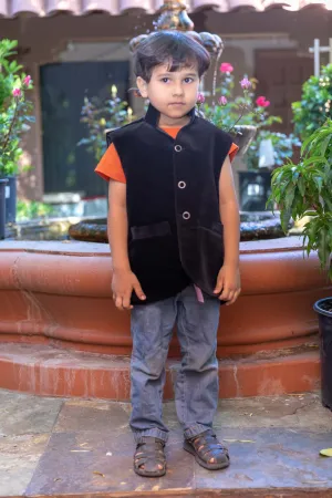 Boys Black Corduroy Vest