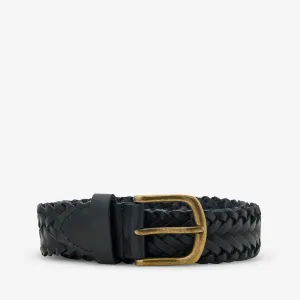 Braided Leather Belt Black | Brass