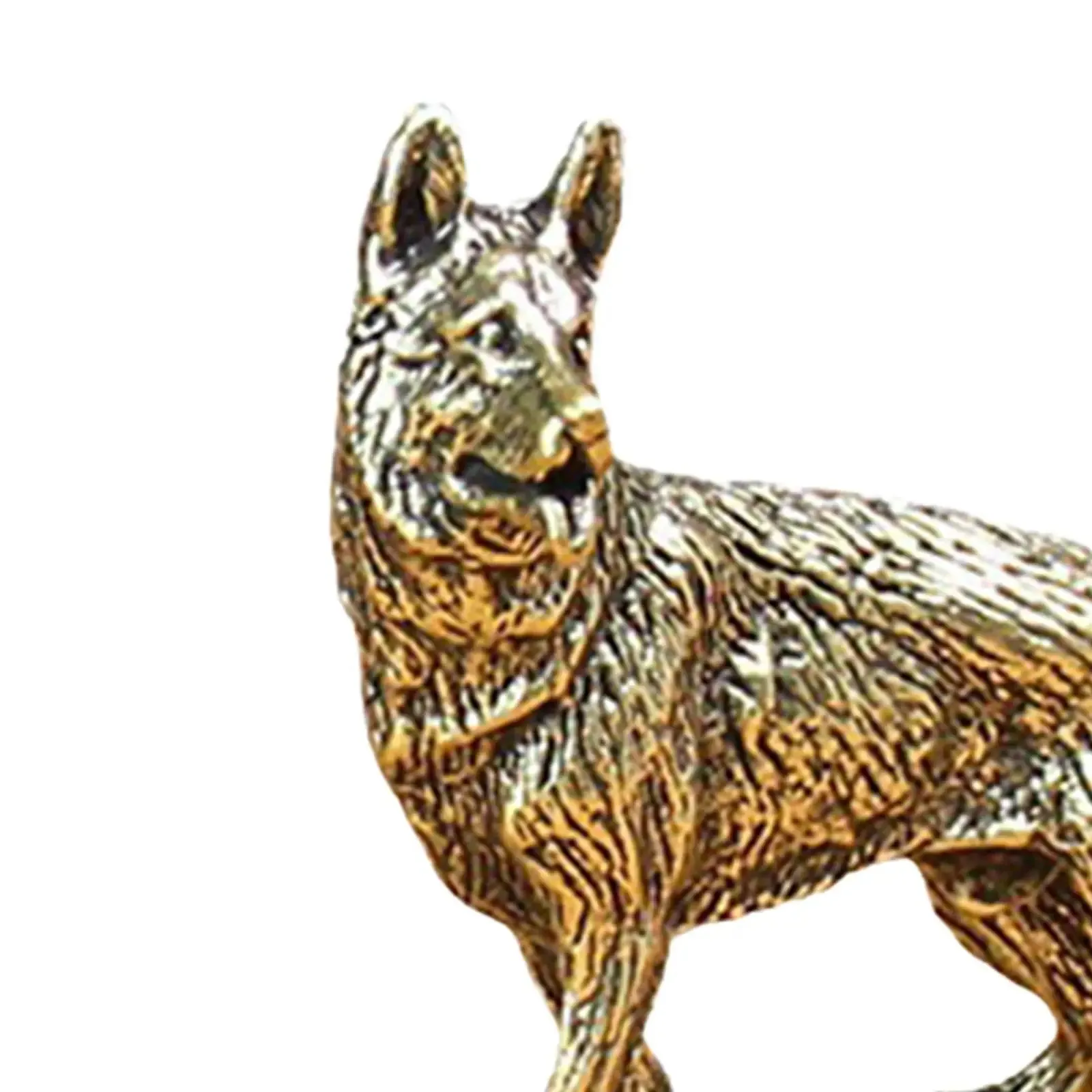 Brass Dog Figurine Animal Sculpture Decor Animals Brass Decor German Shepherd Figurine for Book Shelf Desktop Bedroom Hotel Home