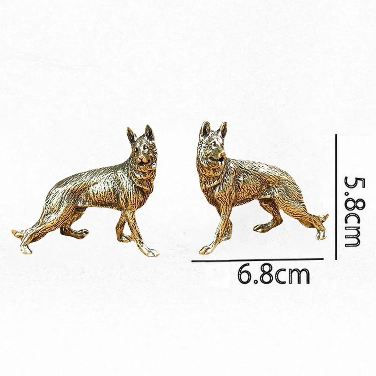 Brass Dog Figurine Animal Sculpture Decor Animals Brass Decor German Shepherd Figurine for Book Shelf Desktop Bedroom Hotel Home