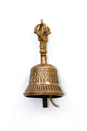 Brass Engraved Temple Bell - Nepal