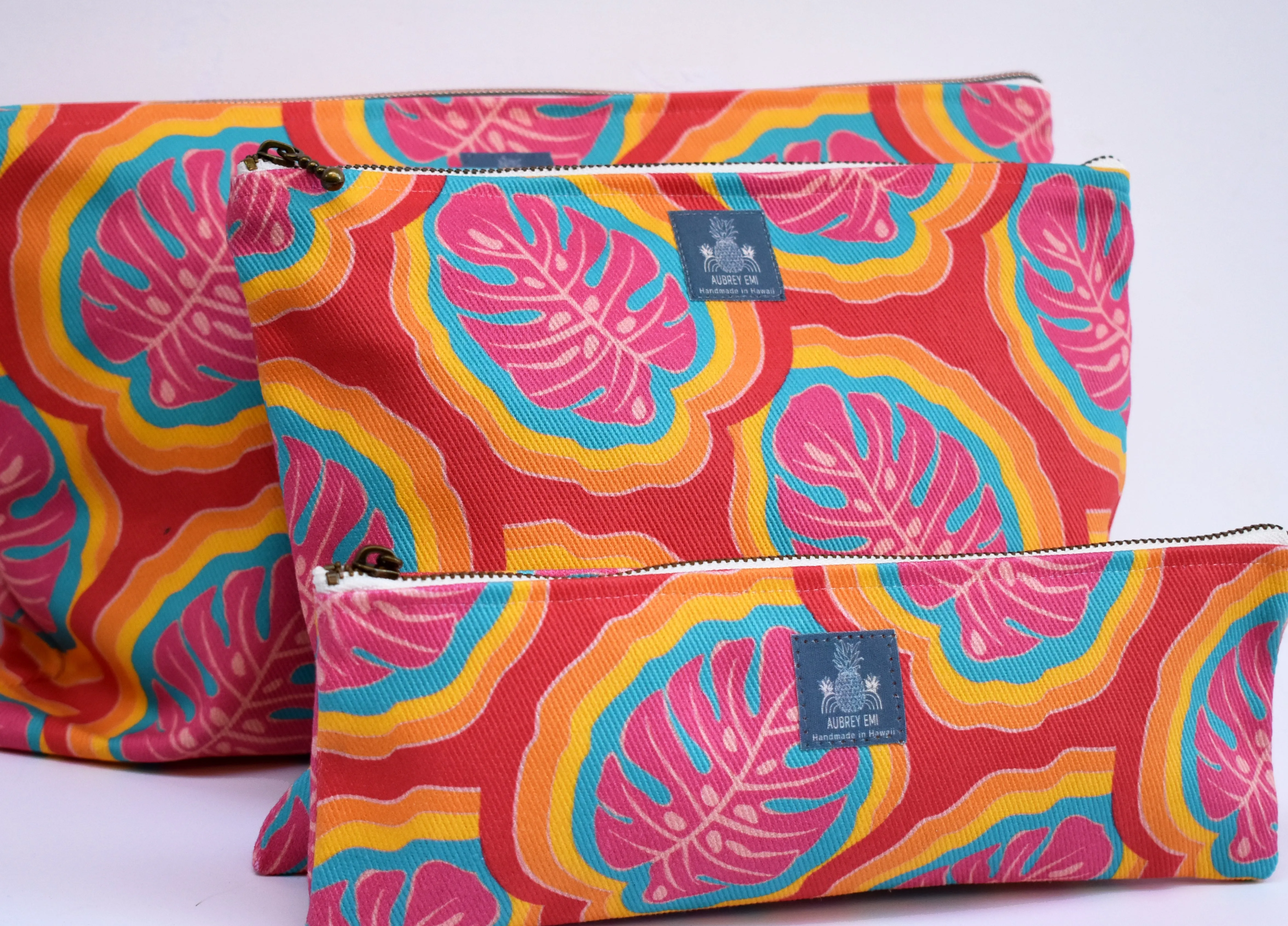 Bright Monstera Pouch (Pencil/Med/Lg)