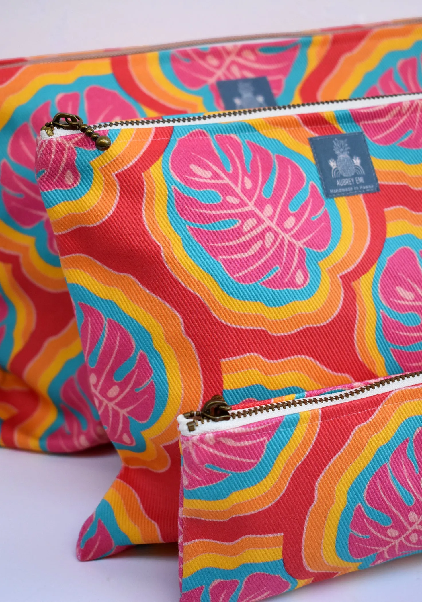 Bright Monstera Pouch (Pencil/Med/Lg)
