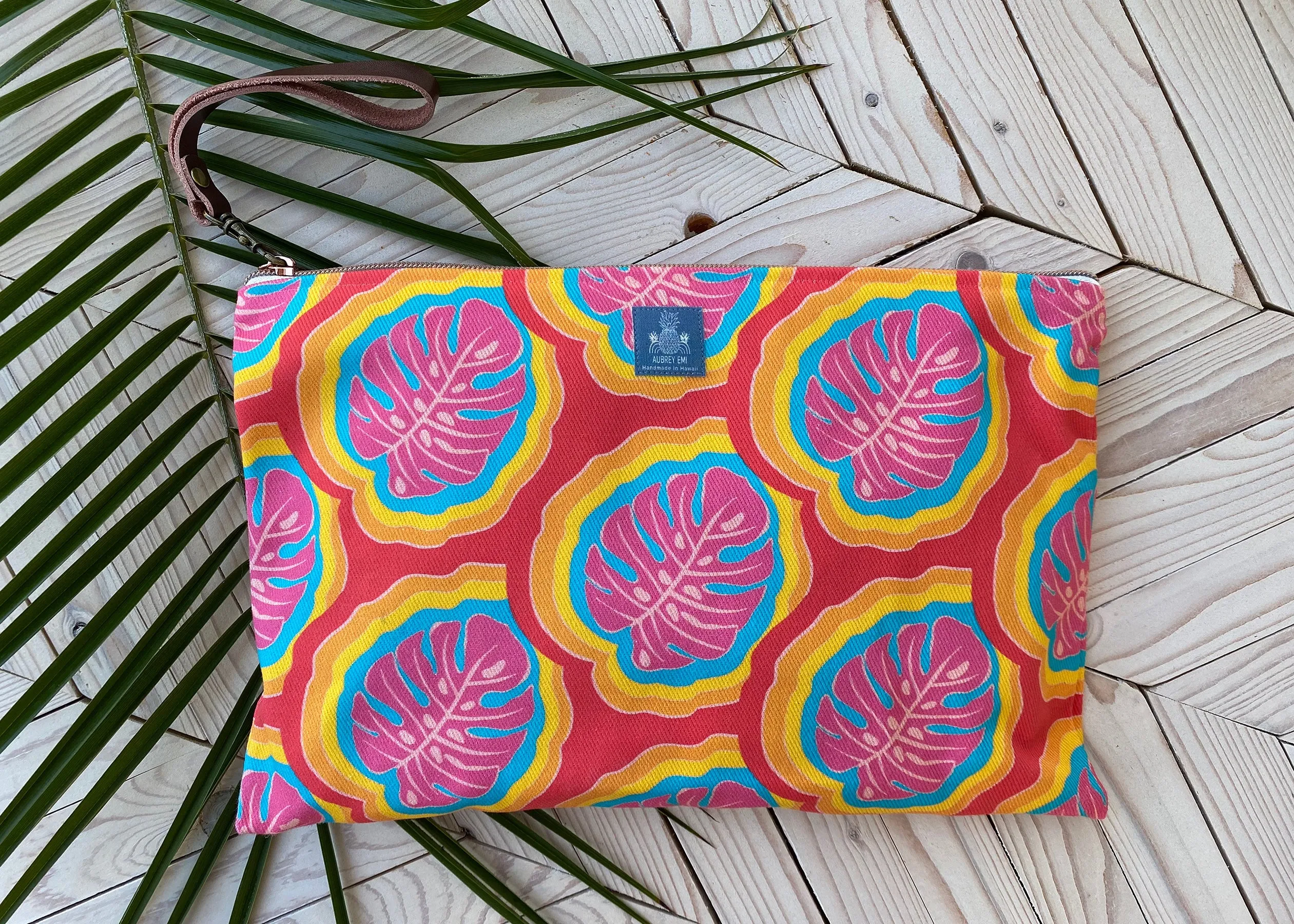 Bright Monstera Pouch (Pencil/Med/Lg)
