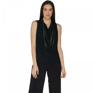 Brooke Shields Women's Timeless Sleeveless Chiffon Blouse With Necklace