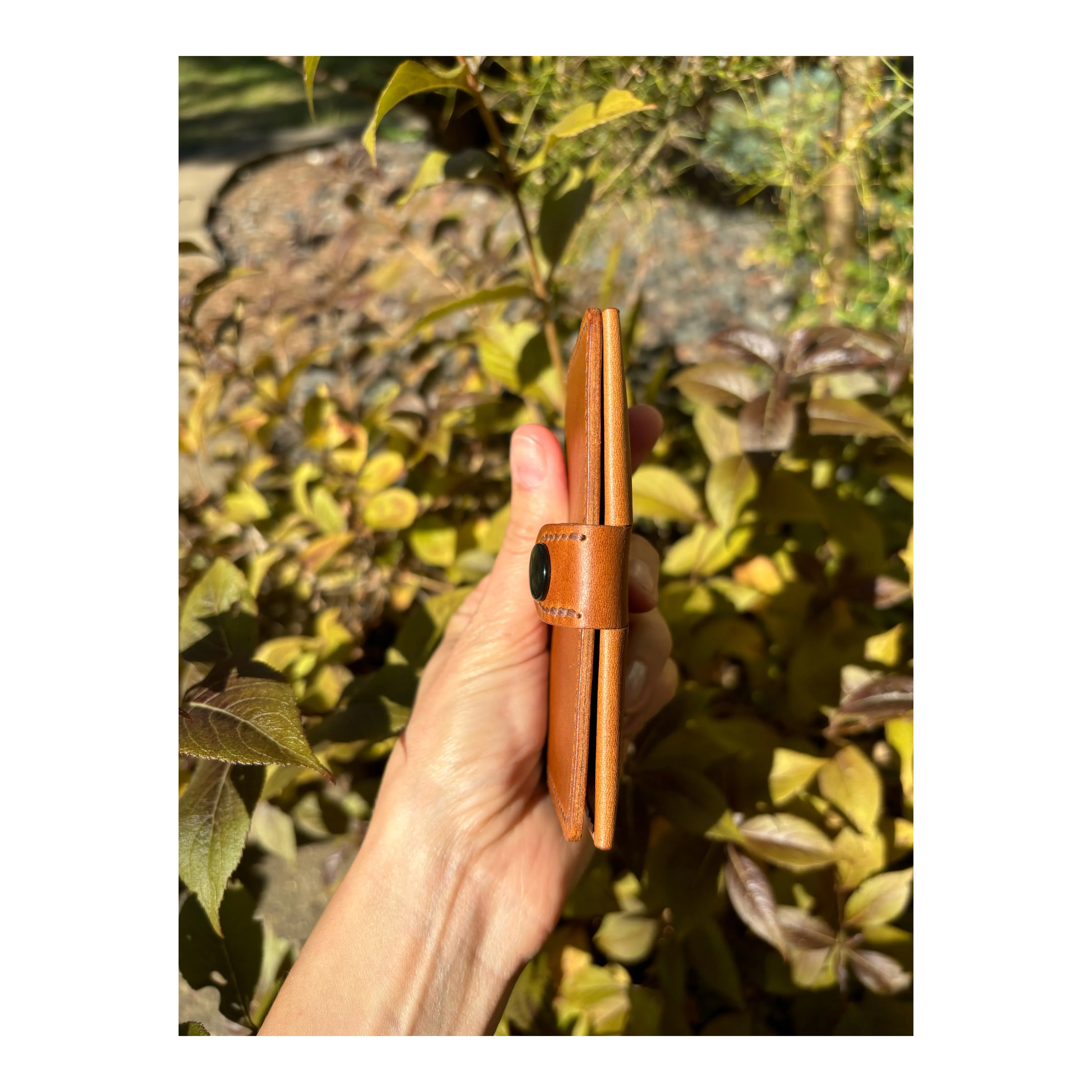 Brown Buttero Leather Snap Card Holder