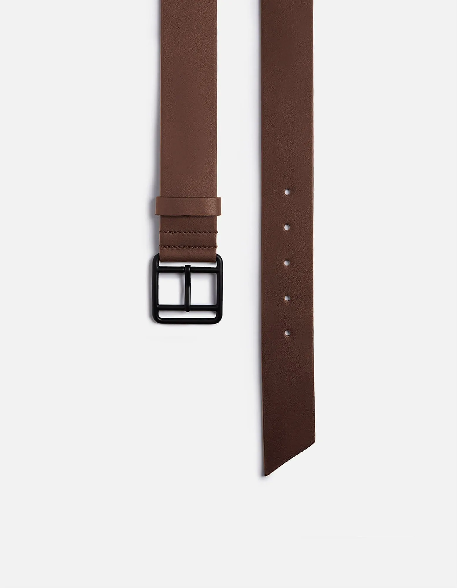 Brown Leather Belt, Noir Buckle