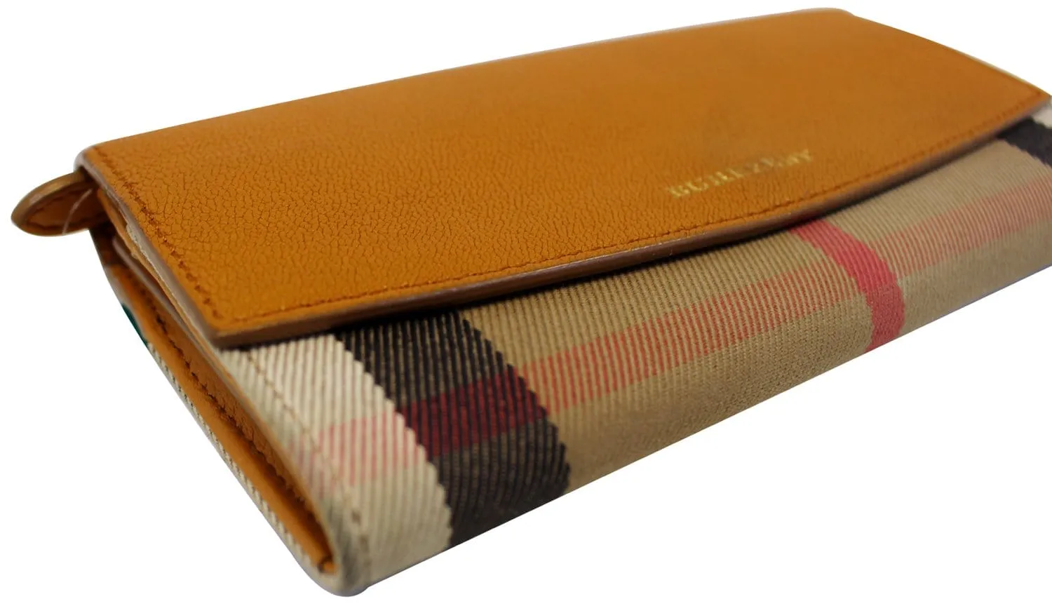 BURBERRY Yellow Leather Haymarket Check Continental Wallet
