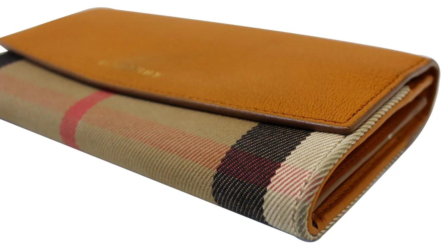 BURBERRY Yellow Leather Haymarket Check Continental Wallet
