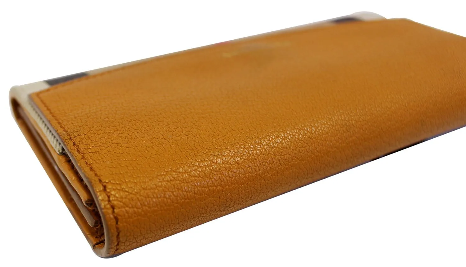 BURBERRY Yellow Leather Haymarket Check Continental Wallet