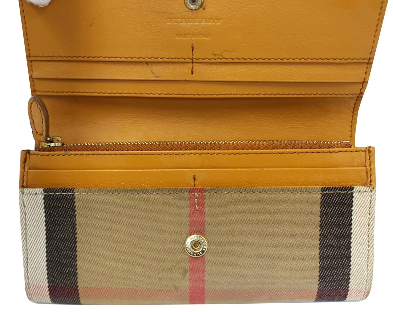 BURBERRY Yellow Leather Haymarket Check Continental Wallet