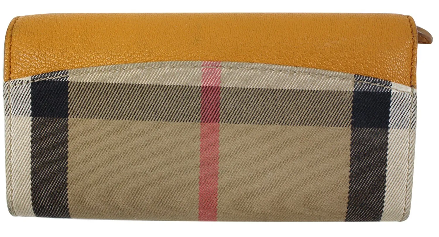 BURBERRY Yellow Leather Haymarket Check Continental Wallet