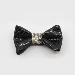 CA Christopher Augmon Custom Congo Black/Natural Python Bow Tie; Adjustable Natural Water Snake Strap.
