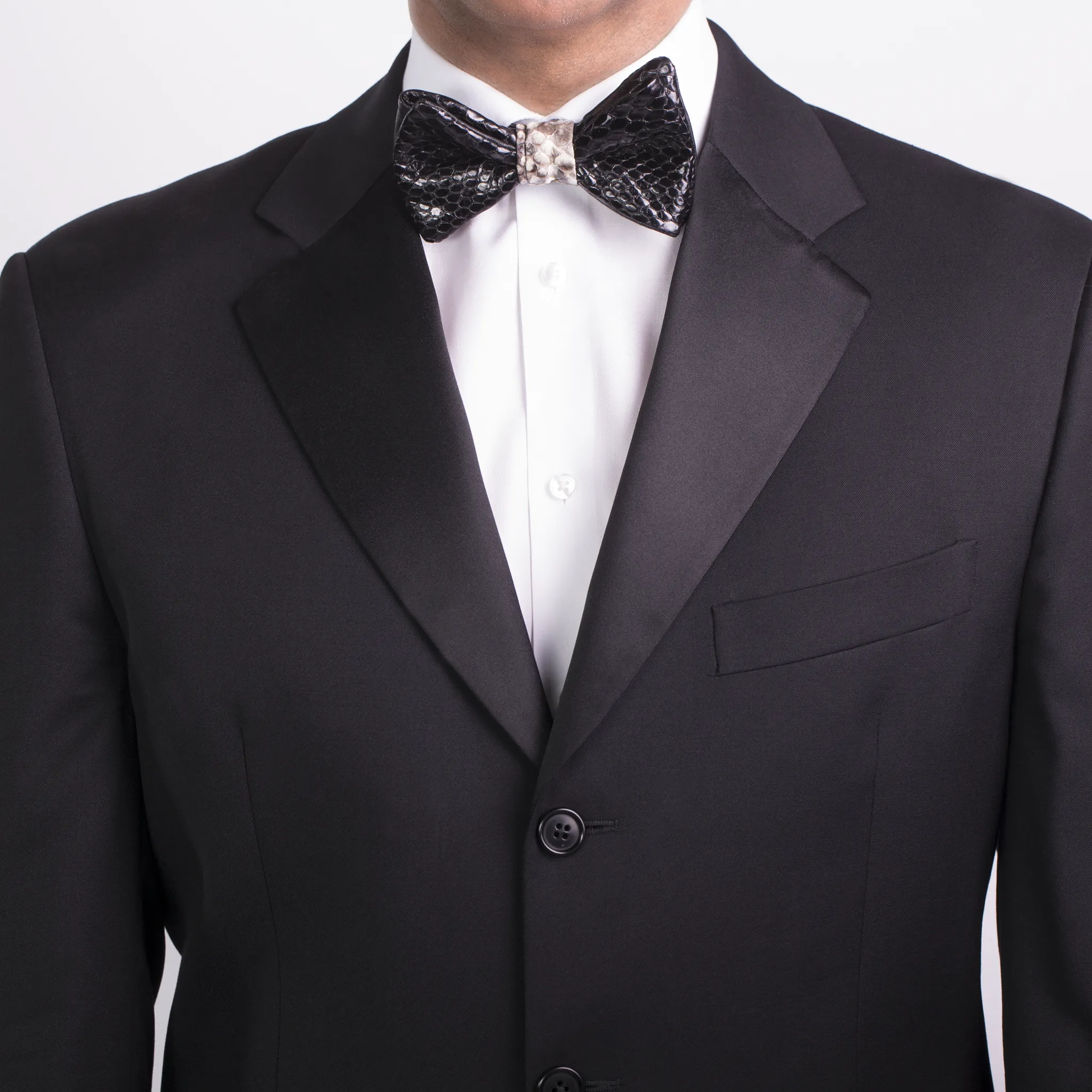 CA Christopher Augmon Custom Congo Black/Natural Python Bow Tie; Adjustable Natural Water Snake Strap.