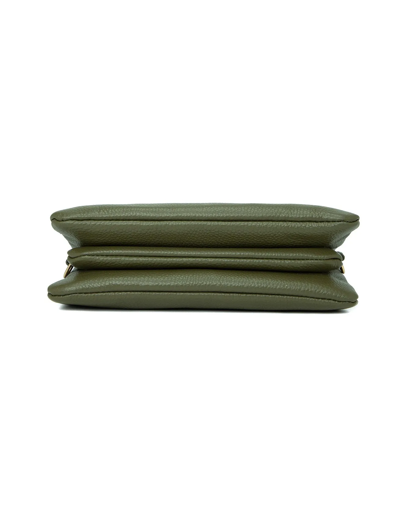 CANDICE LEATHER WALLET WITH SHOULDER STRAP- E1-0809-OLIVE- SALE