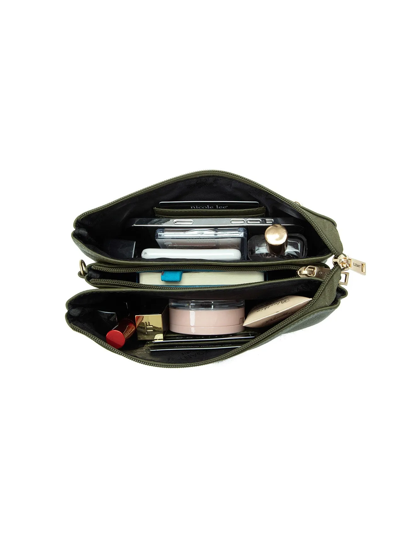 CANDICE LEATHER WALLET WITH SHOULDER STRAP- E1-0809-OLIVE- SALE