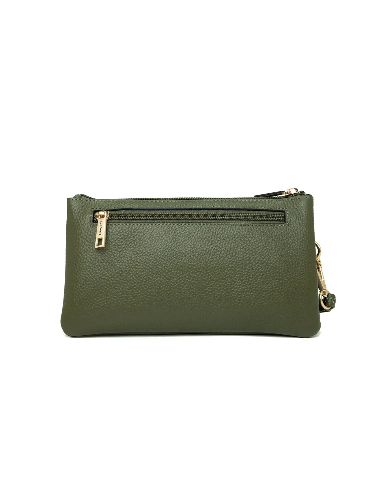 CANDICE LEATHER WALLET WITH SHOULDER STRAP- E1-0809-OLIVE- SALE