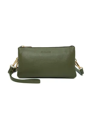 CANDICE LEATHER WALLET WITH SHOULDER STRAP- E1-0809-OLIVE- SALE