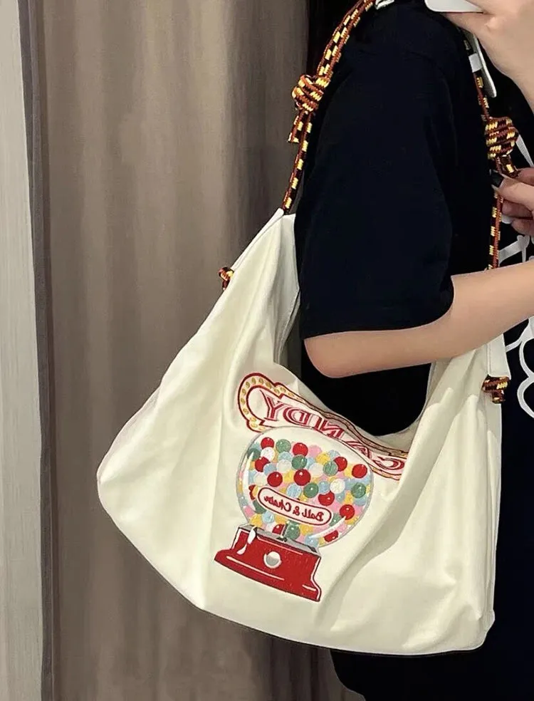 CANDY Rope Handle Canvas Handbag