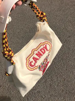 CANDY Rope Handle Canvas Handbag