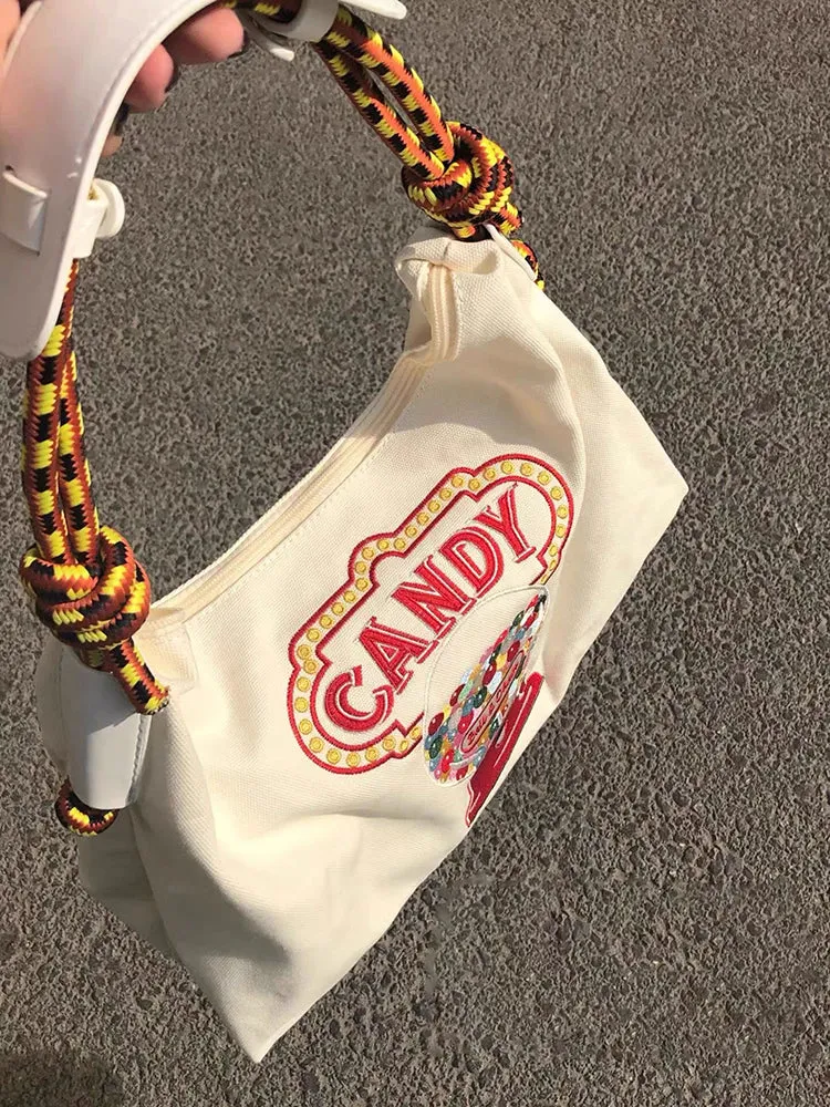 CANDY Rope Handle Canvas Handbag