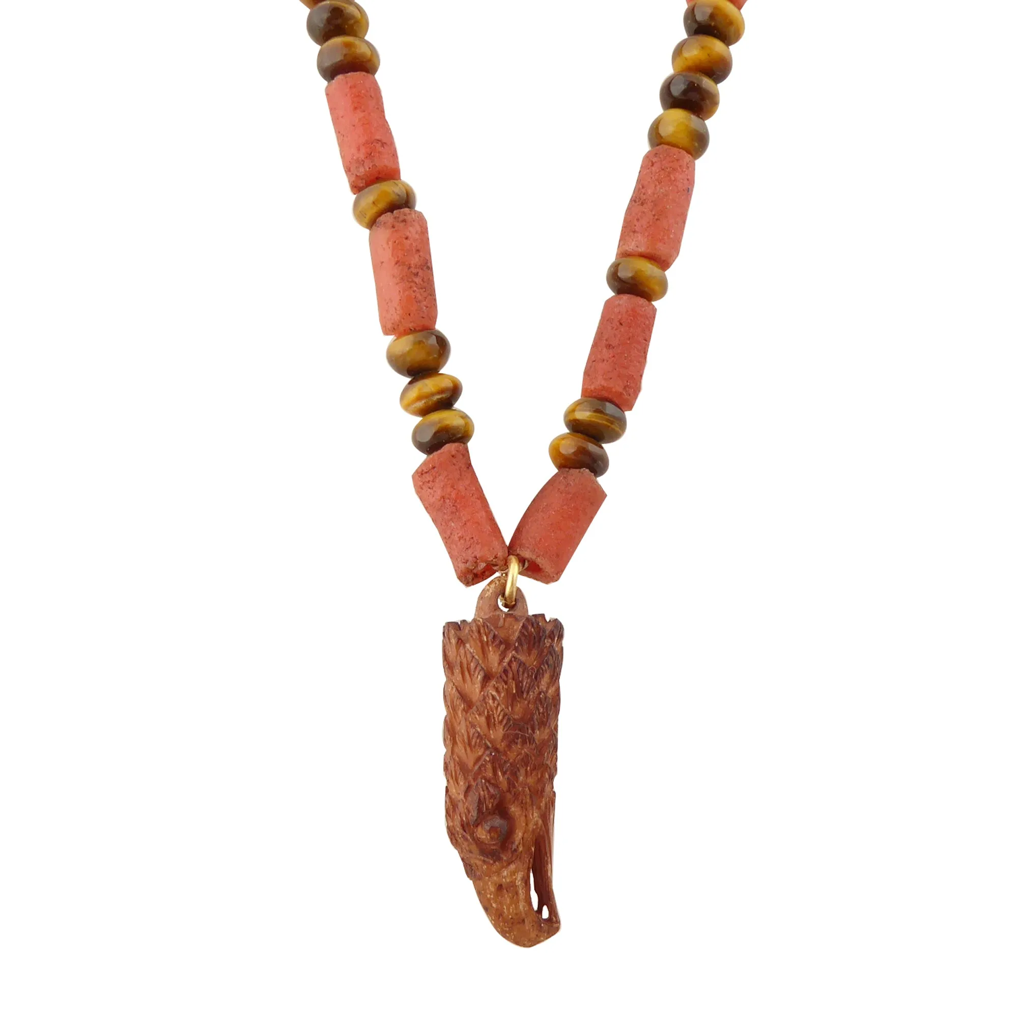 Carved eagle head necklace