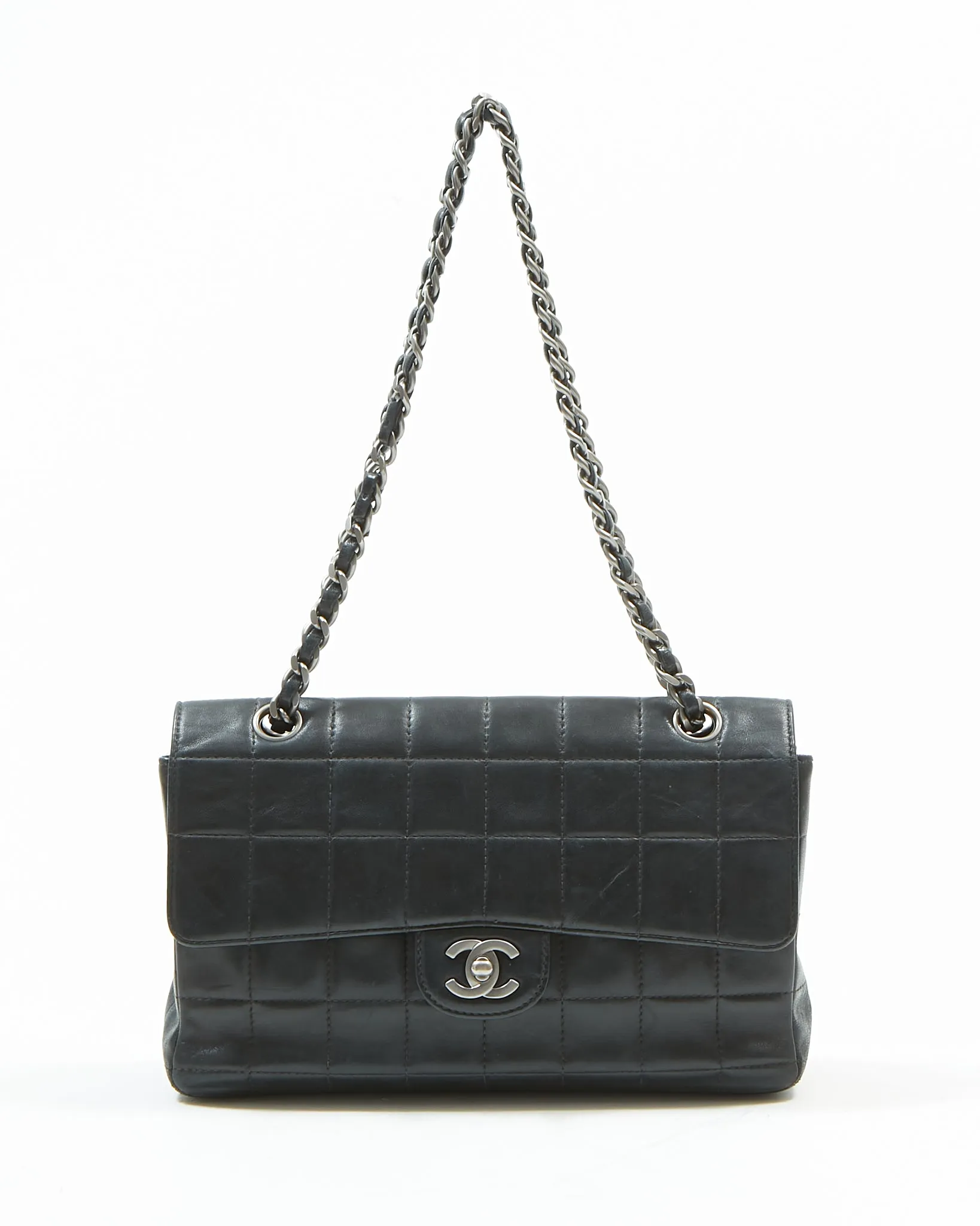Chanel Black Lambskin Chocolate Bar Single Flap Bag