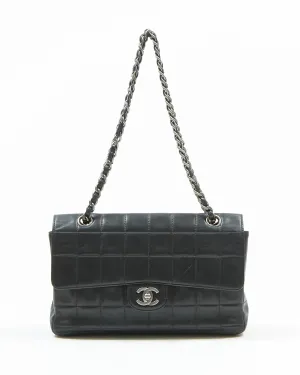 Chanel Black Lambskin Chocolate Bar Single Flap Bag
